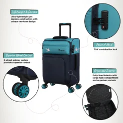 IT Luggage Duo-Tone - Cabin (Capri Breeze / Dress Blues) 12 IT Luggage Duo-Tone - Cabin (Capri Breeze / Dress Blues) -IT Luggage Store Duo Tone Cabin Capri Infographic