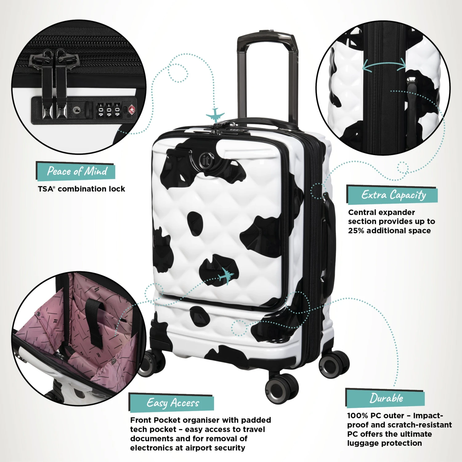 IT Luggage Indulging II - 4pc Set (Moo Cow Print) 4 IT Luggage Indulging II - 4pc Set (Moo Cow Print) - Image 4