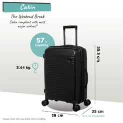 IT Luggage Spontaneous - Cabin (Black) 23 IT Luggage Spontaneous - Cabin (Black) -IT Luggage Store Spontaneous Cabin blk dims weights