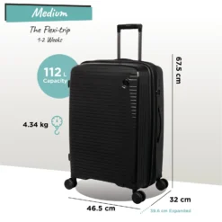 IT Luggage Spontaneous - Medium Plus (Black) -IT Luggage Store Spontaneous Med blk dims weights