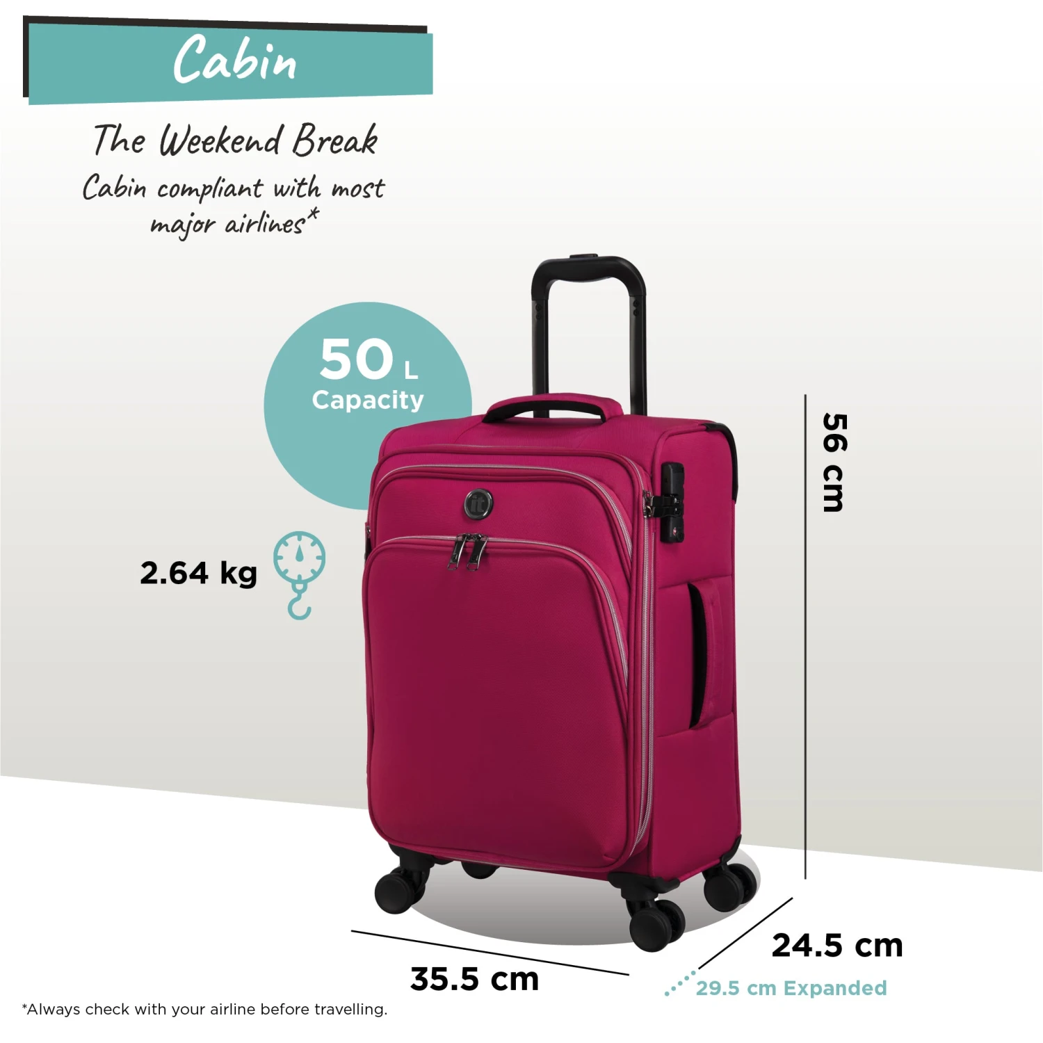 IT Luggage Trinary - Cabin (Viva Magenta) 2 IT Luggage Trinary - Cabin (Viva Magenta) - Image 2