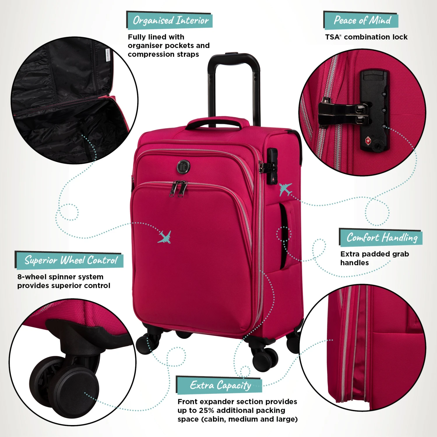 IT Luggage Trinary - Cabin (Viva Magenta) 3 IT Luggage Trinary - Cabin (Viva Magenta) - Image 3